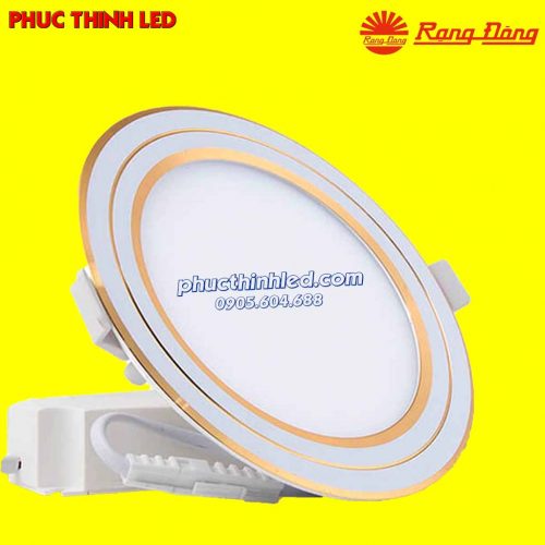 đèn led âm trần viền vàng 7w 3 chế độ rạng đông pt05 90/7w